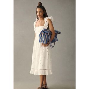 New Anthropologie Forever That Girl Tie-Back Ruffled Eyelet Dress White Size Xs